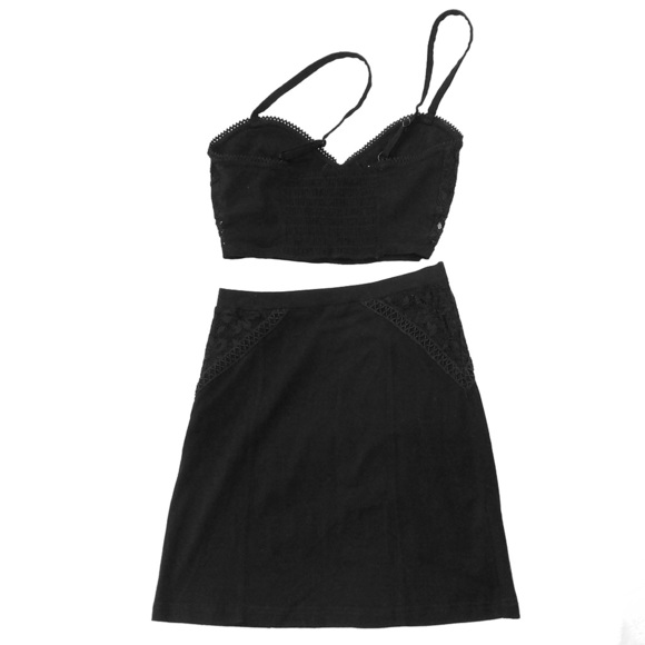 NWOT Free People Black Crop Top & Skirt 2piece Set - Picture 6 of 10